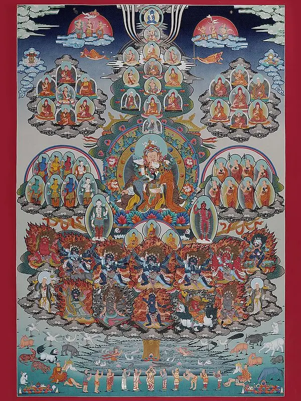 Guru Puja Merit Tree (Brocadeless Thangka)
