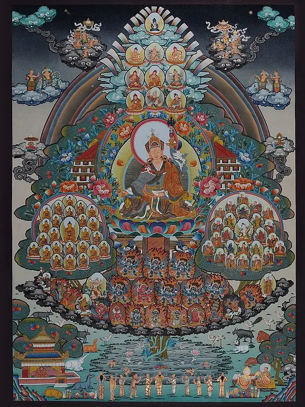 Guru with Refuge Tree (Brocadeless Thangka)