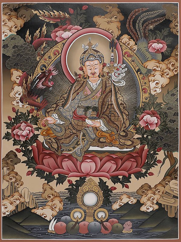 Guru Rimpoche Thangka (Brocadeless Thangka)