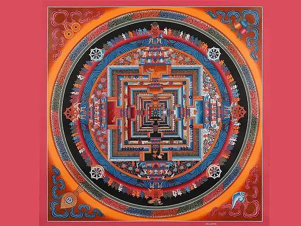 Kalachakra Mandala with Border (Brocadeless Thangka)