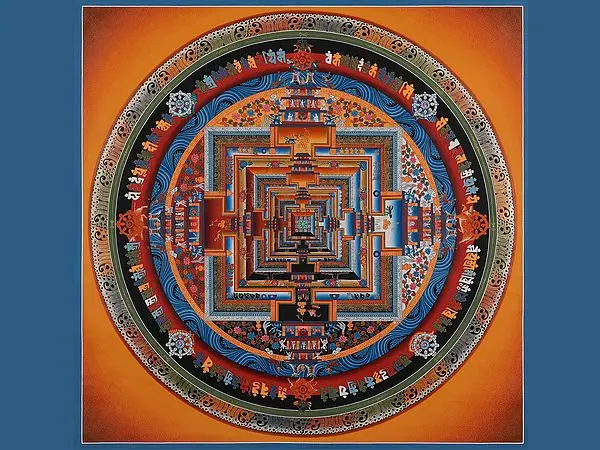 Kalachakra Mandala with Border (Brocadeless Thangka)