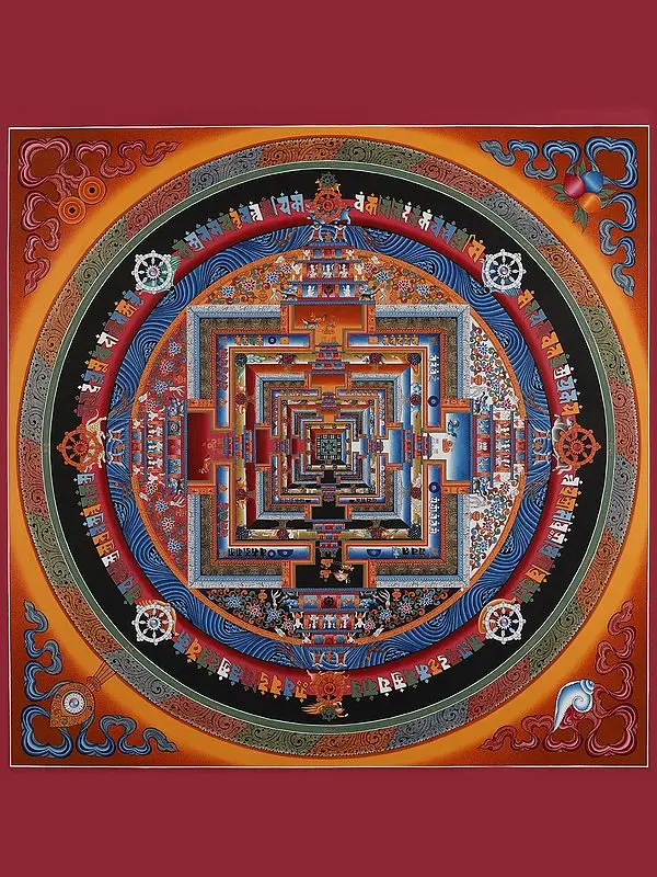 Kalachakra Mandala with Border (Brocadeless Thangka)