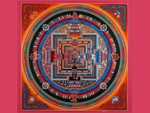 Kalachakra Mandala with Border (Brocadeless Thangka)