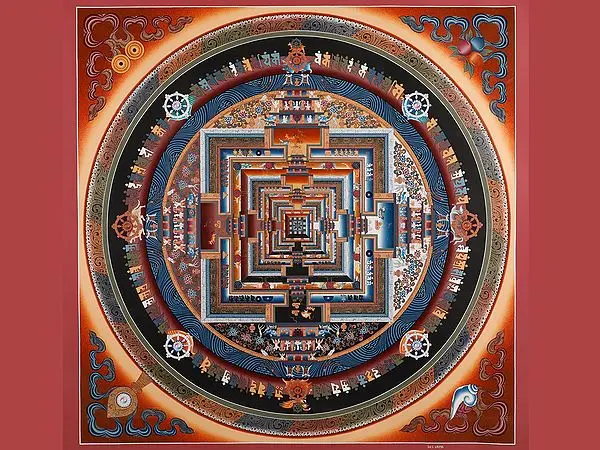 Kalachakra Mandala with Border (Brocadeless Thangka)