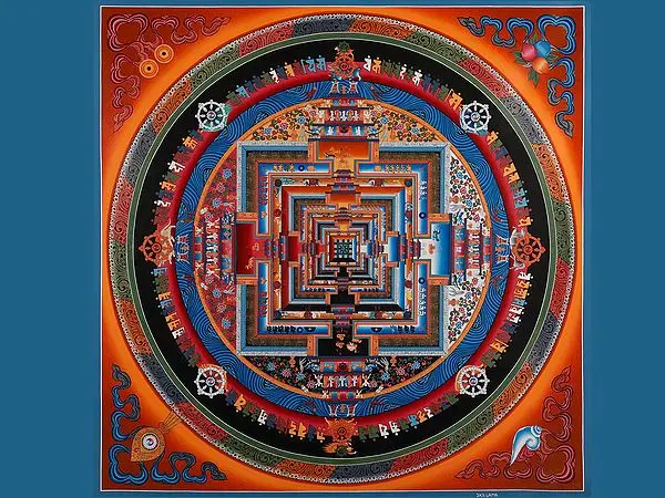 Kalachakra Mandala with Border (Brocadeless Thangka)