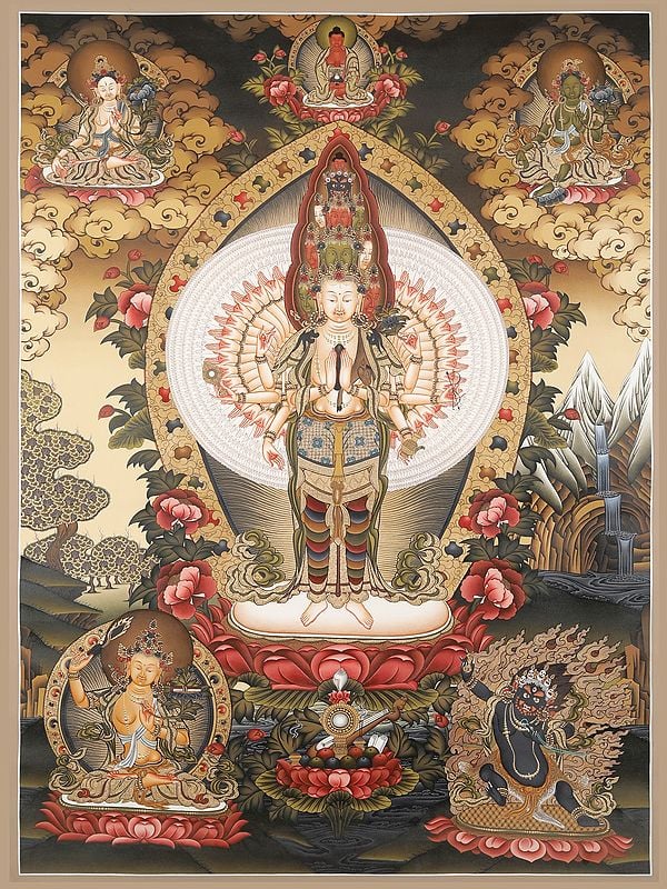 Amoghapasha Lokeshvara (Brocadeless Thangka)