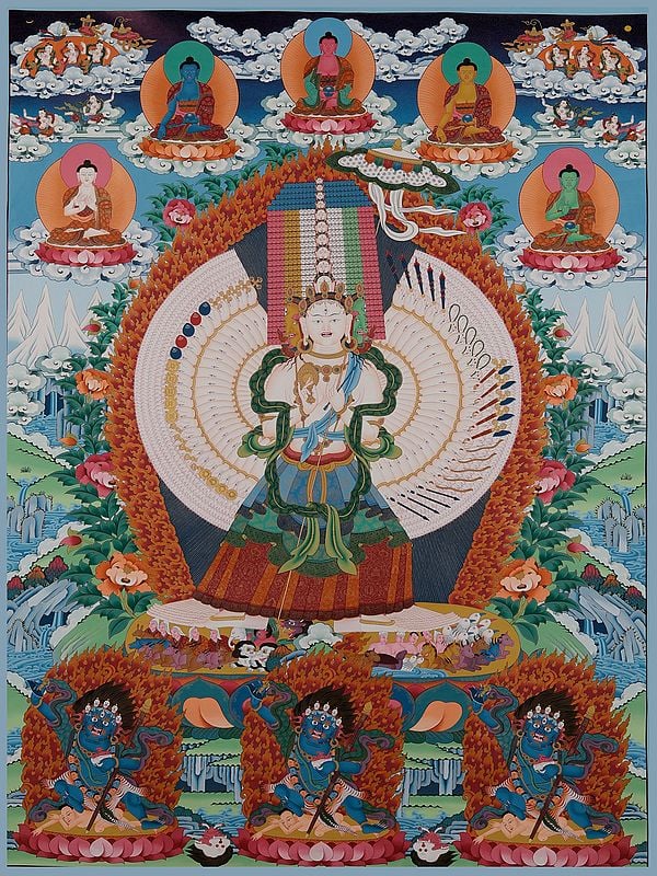 Ushnisha Sitatapatra - Goddess of The Victorious Parasol (Brocadeless Thangka)