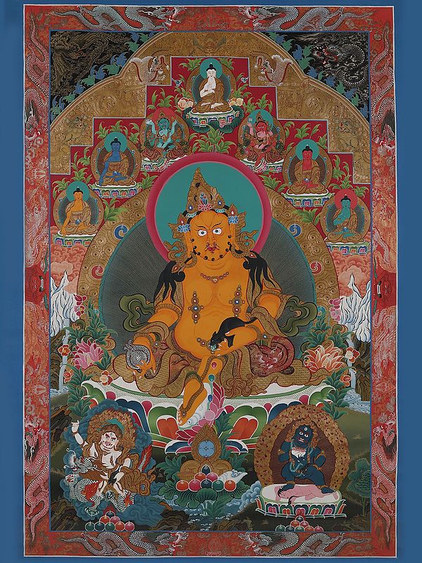 Beautiful Thangka Painting - God of Wealth (Brocadeless Thangka)