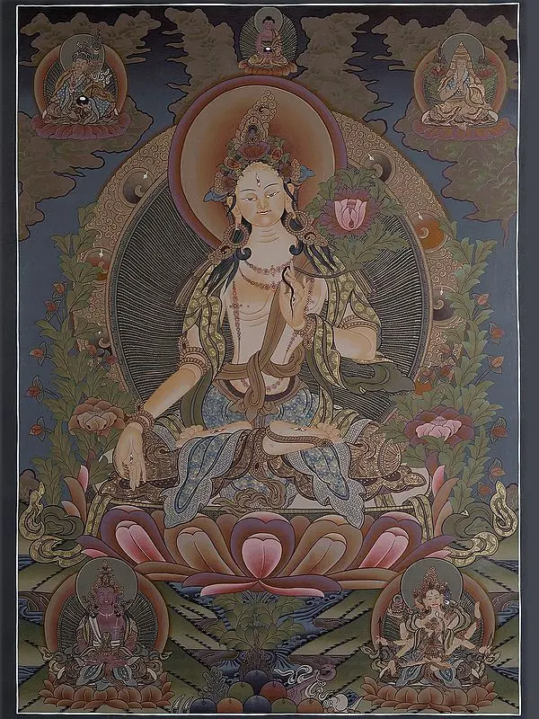 Goddess White Tara (Brocadeless Thangka)