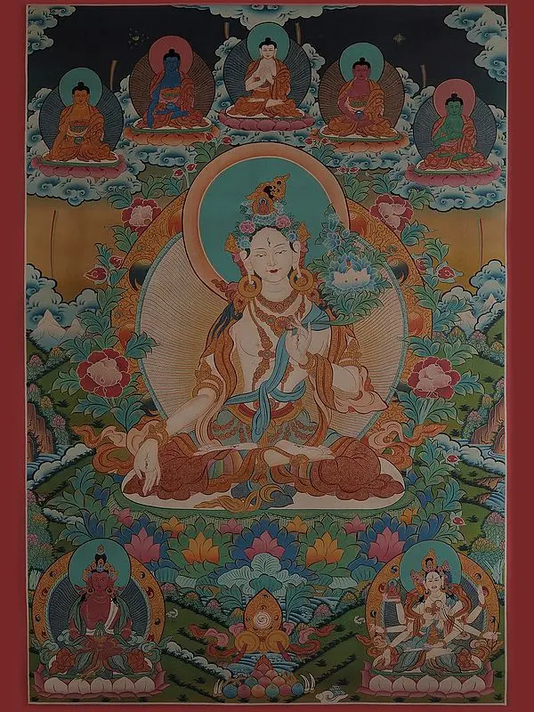 Goddess White Tara (Brocadeless Thangka)