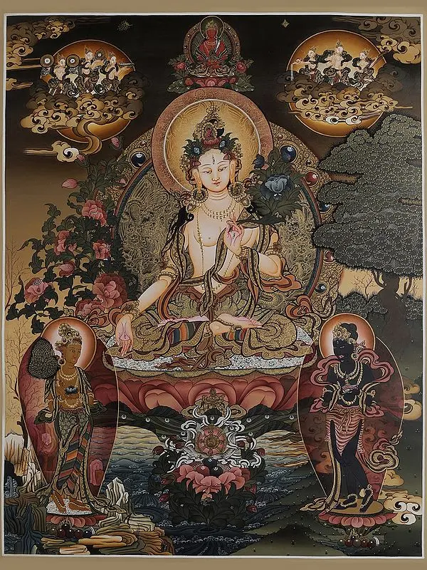 Goddess White Tara (Brocadeless Thangka)