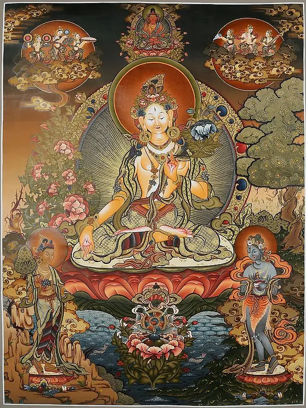 Goddess White Tara (Brocadeless Thangka)
