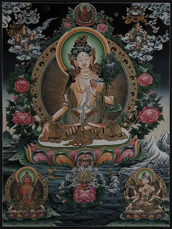Goddess White Tara (Brocadeless Thangka)