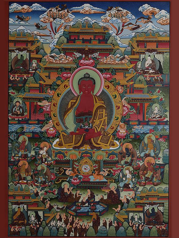 Amitabha Buddha Darbar (Brocadeless Thangka)