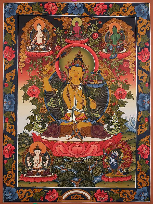 Manjushri - The Buddha of Wisdom (Brocadeless Thangka)