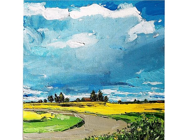 Into the Yellow Fields with Blue Skies | Acrylic on Canvas | By Mitisha Vakil