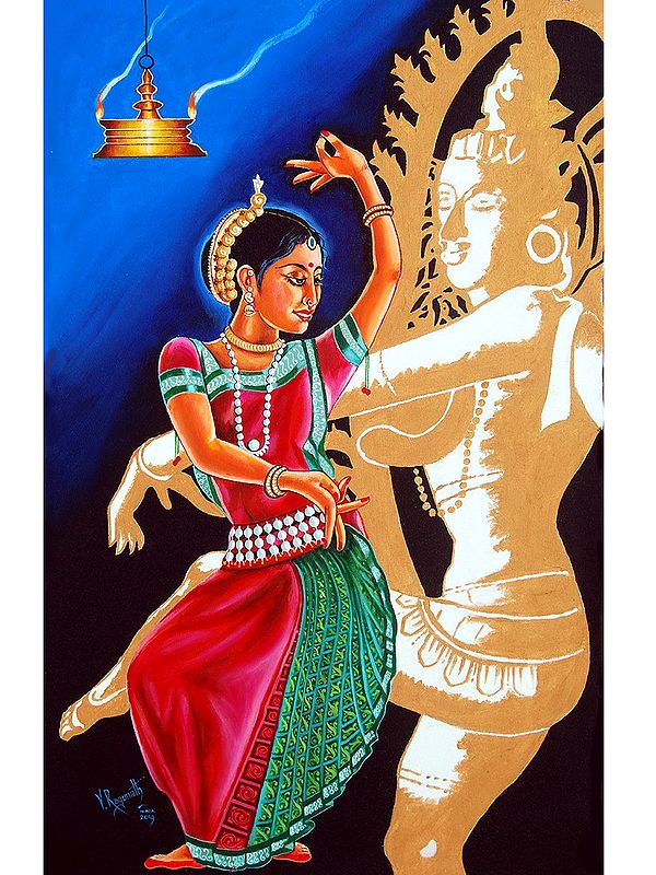 Odissi - The Dance of Delight | Oil on Canvas Painting by V. Ragunath