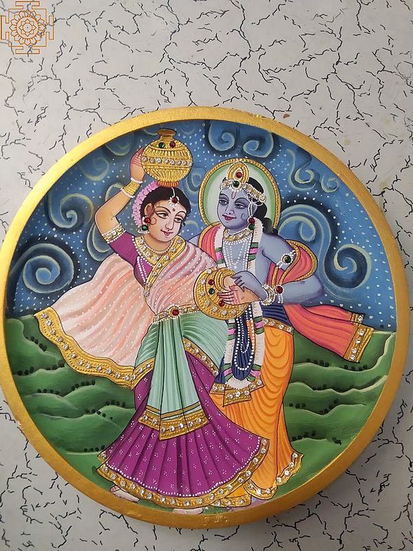 Radha Rani Hold Mataki With Krishna | Wood Mdf | By Jagriti Bhardwaj