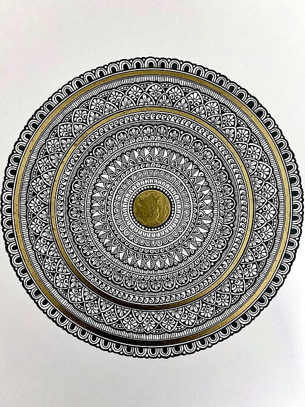 Mystical Realm of Mangala | Black and White Mandala Painting by Rashi Agrawal