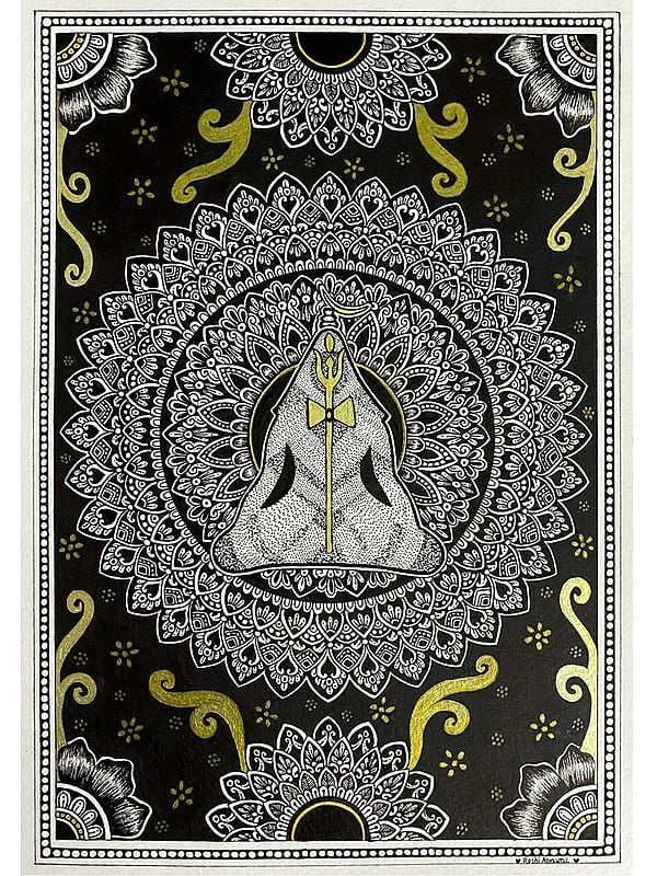 Lord Shiva Dhyana Mandala Painting by Rashi Agrawal