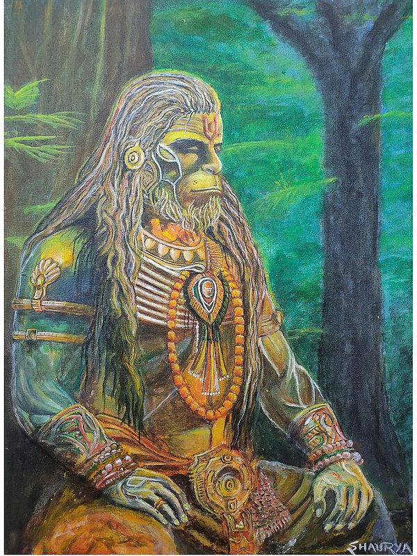 Meditetive Hanuman | Acrylic On Canvas | By Chetan Gautam