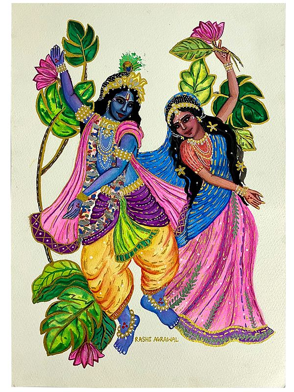 Dancing Radha Krishna | Painting by Rashi Agrawal