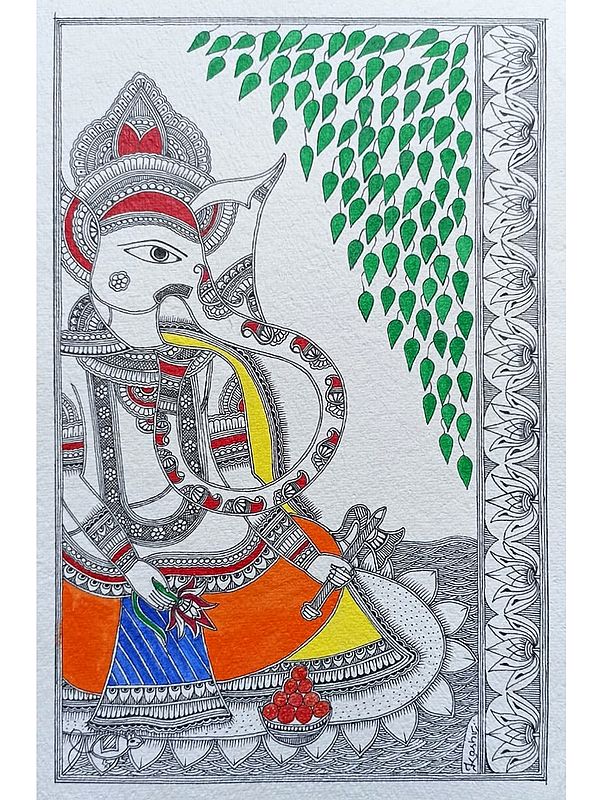 Sitting Ganesha | Acrylic On Paper | By Abhilasha Raut