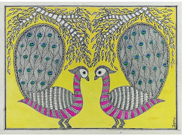 Pair of Peacock | Acrylic on Paper | By Abhilasha Raut