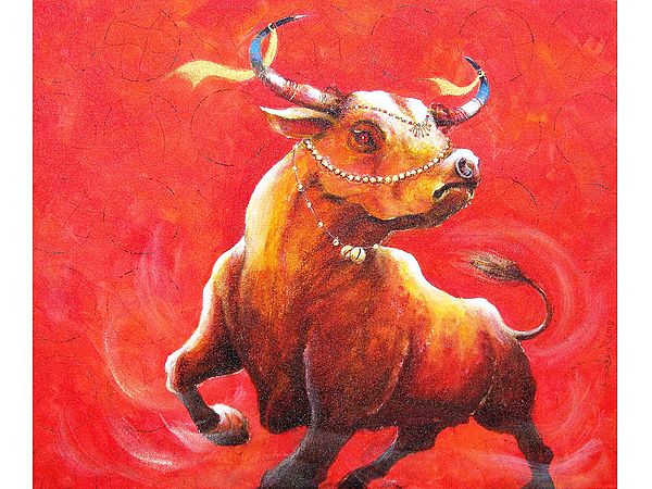 Angry Red Bull | Acrylic On Canvas | By Anirban Seth