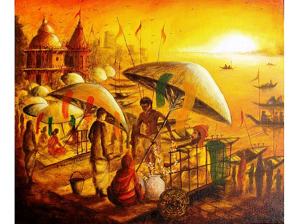 Morning Light In Banaras | Acrylic On Canvas | By Anirban Seth