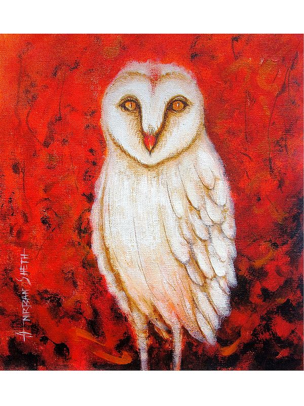 Lakshmi Owl For Goodluck | Acrylic On Canvas | By Anirban Seth