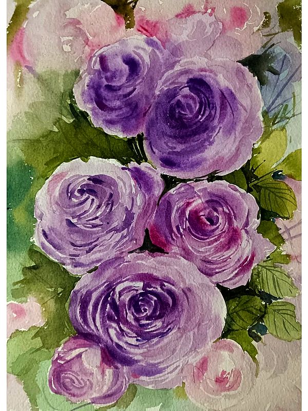 Blooming Purple Roses | Watercolor On Paper | By Jaydip