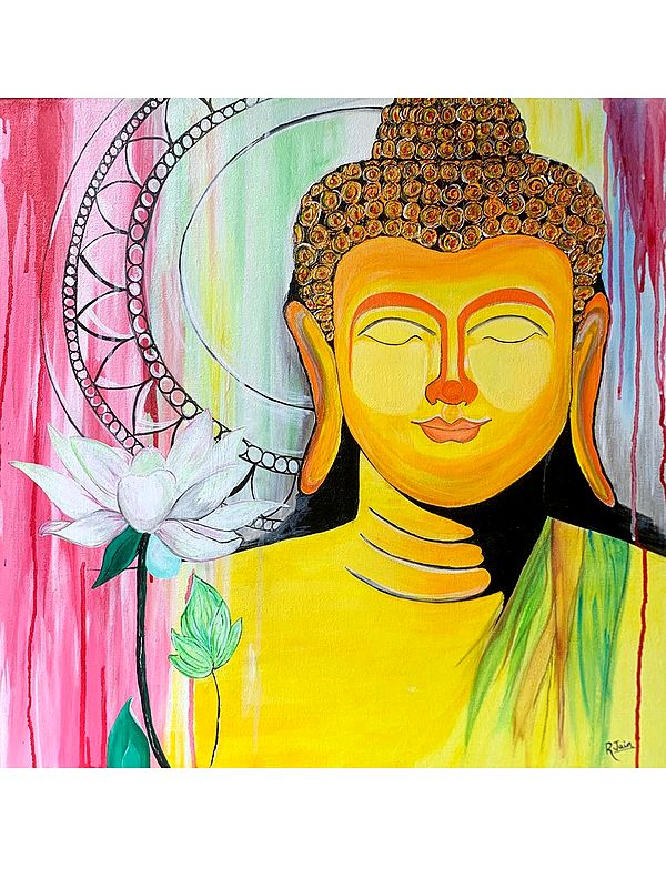 Gautam Buddha Meditating | Mixed Media on Stretched Canvas Art by Rashi Jain