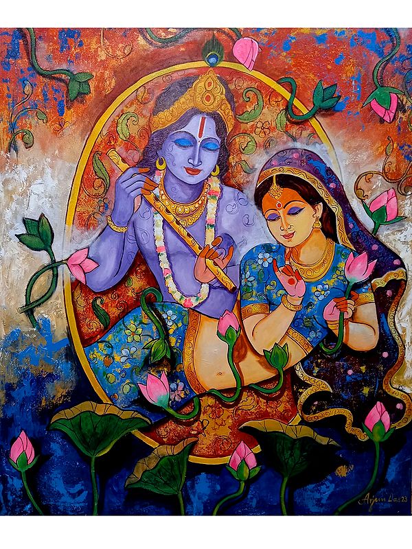 Devotion Of Krishna | Acrylic On Canvas | By Arjun Das