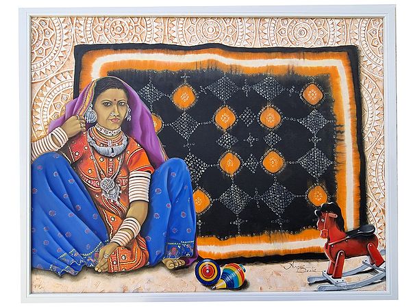 Bachpan | Oil and Mix Media on Canvas Painting by Avani Mayank Desai | Wood Framed