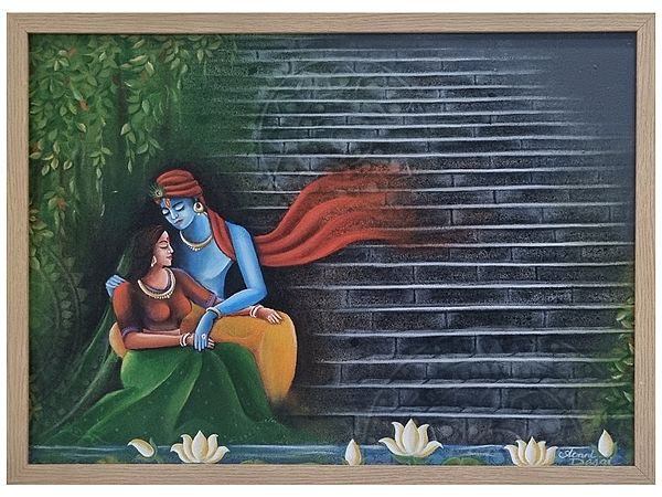 Radha Madhav | Acrylic on Canvas Painting by Avani Mayank Desai | Wood Framed