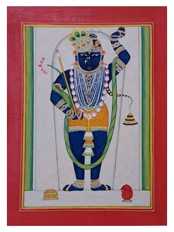 Lord Shreenath Ji In Kota Style | Natural Color On Handmade Sheet | By Mukesh Vijay