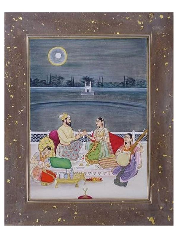 Darashiko - King With Queen Of Mughal Art | Natural Color With Gold Work | By Mukesh Vijay