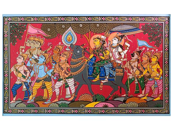 Shiv Vivah and Devotee | Natural Colors on Canvas | By Sachikant