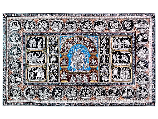 Krishna In Center Dashavatar Of Vishnu | Natural Colors On Canvas | By Sachikant