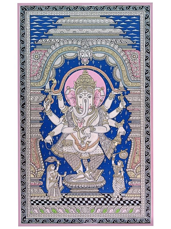 Ashtabhuj Lord Ganesha | Natural Colors On Canvas | By Sachikant