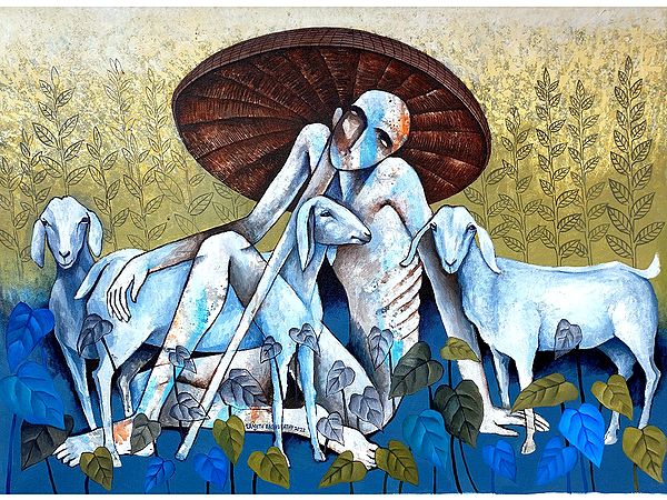 Herdsman On The Hill | Acrylic On Canvas | By Ranjith Raghupathy