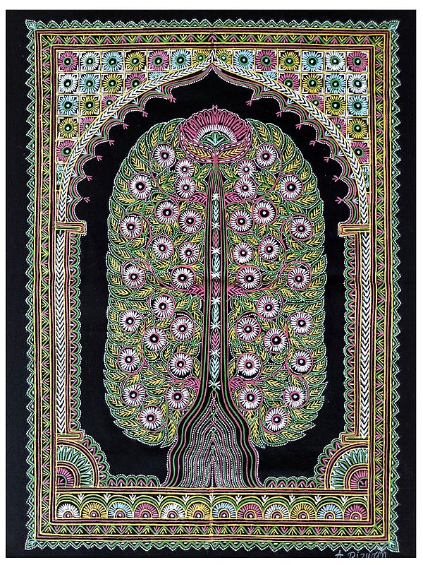 Tree of Life - Rogan Art | Natural Mineral Color on Cloth | By Rizwan Khatri