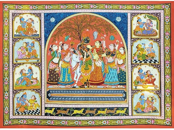 Krishna Leela With Gopies | Stone Color Painting | By Biswajit Swain