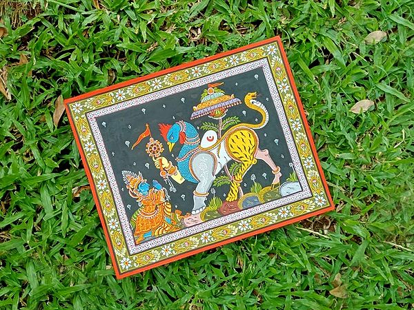 Arjun Bows To Navagunjara - Krishna Avatara | Stone Color Painting | By Biswajit Swain