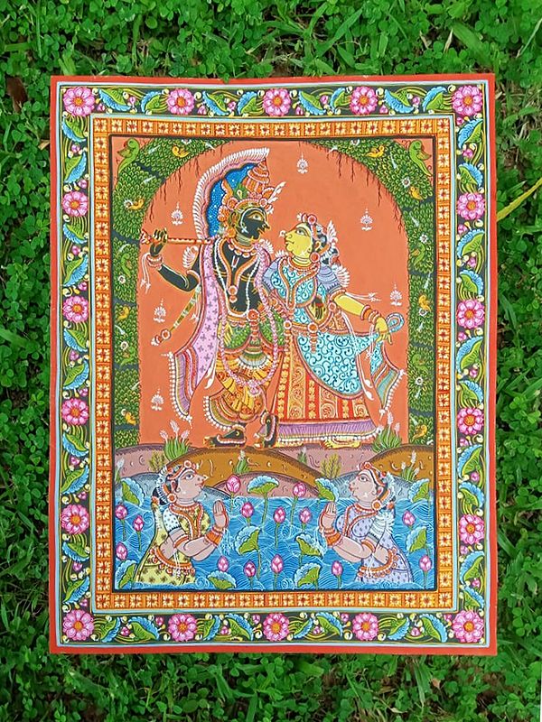 Divine Lord Krishna With Radha | Stone Color Painting | By Biswajit Swain