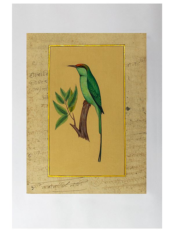 A Quiet Bird on Branch | Natural Stone Color on Paper | By Art Zeal
