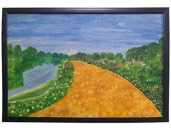 Path Of Life - Landscape Painting | Oil On Canvas | By Mansee Agarwal | With Frame