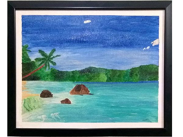 Painting Of Beautiful Beach | Oil On Canvas | By Mansee Agarwal | With Frame