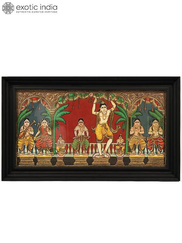 Dancing Lord Krishna | Tanjore Painting | With Frame